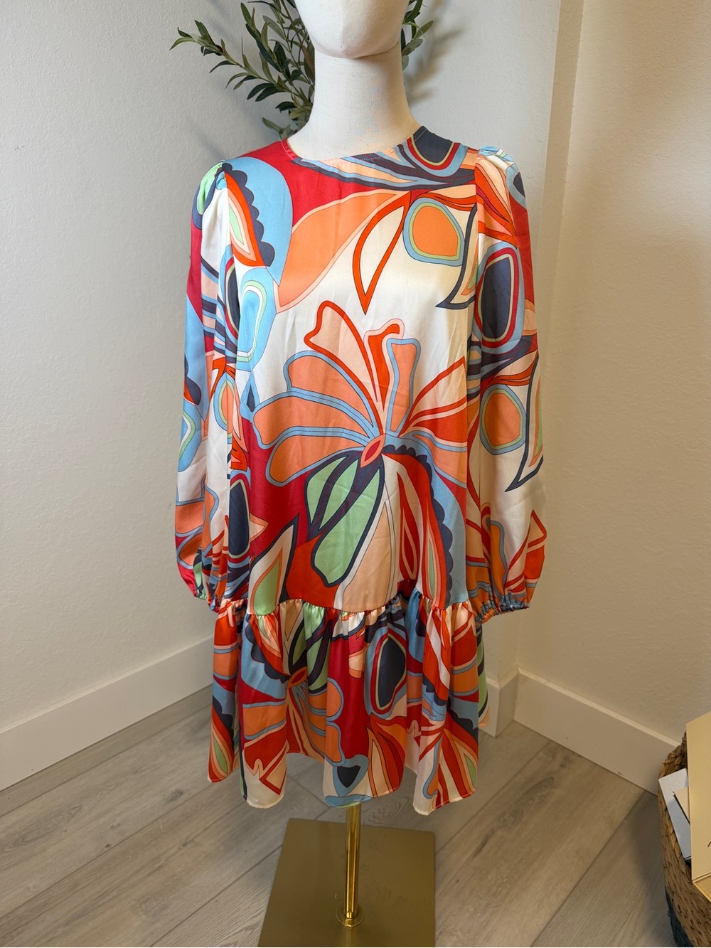 Alexis Multicolor Floral Print Long Sleeve Mini Dress
